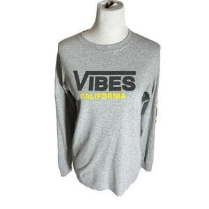 California Vibes Sunflower T Shirt Size SP Gray Long Sleeve Crew Neck